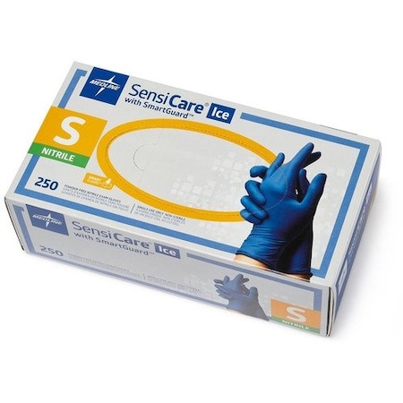 Medline SensiCare Ice, Disposable Gloves, 2.8 mil Palm, Nitrile, Powder-Free, S, 250 PK, Voilet Blue MIIMDS6801